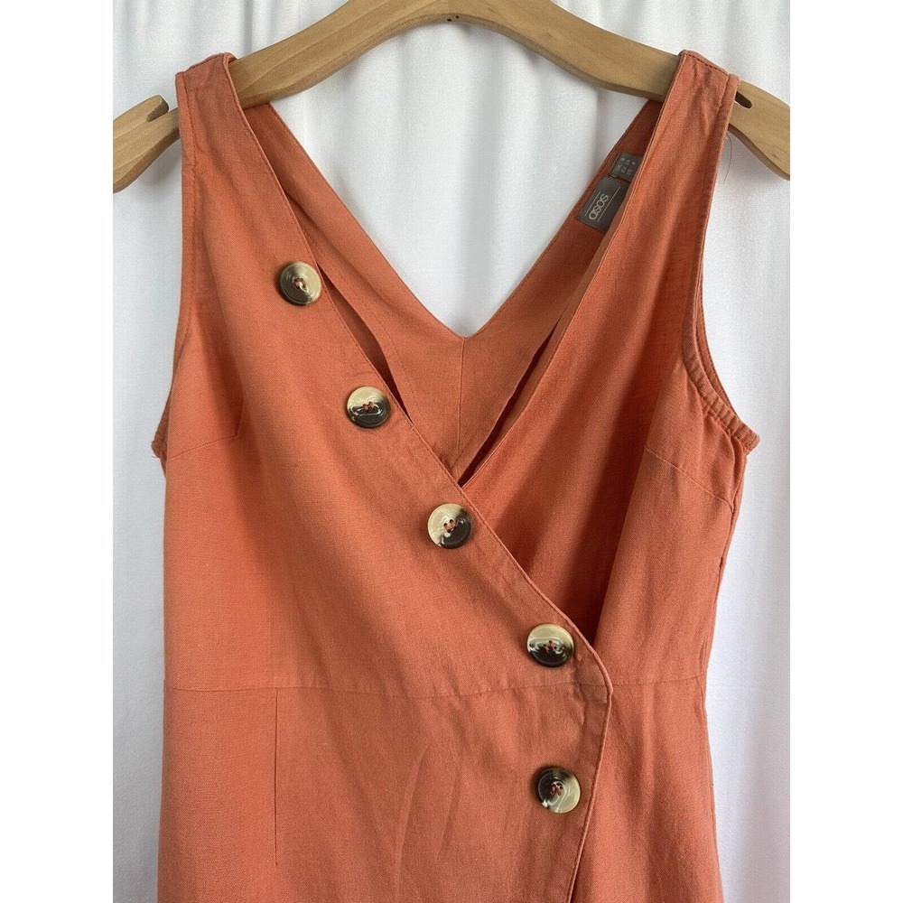 Asos Design Linen Blend Button Through Midi Sundr… - image 3